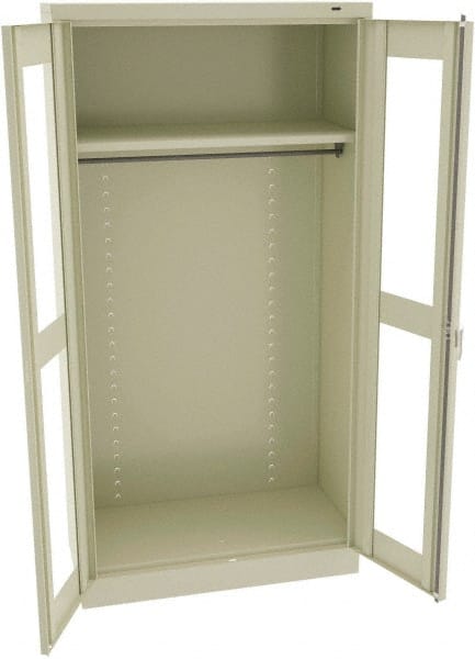 Tennsco - 2 Shelf Wardrobe Storage Cabinet - Steel, 36" Wide x 18" Deep x 72" High, Champagne/Putty - Exact Tooling