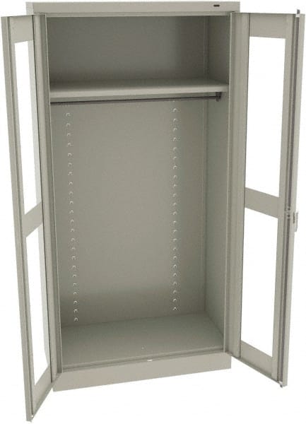 Tennsco - 2 Shelf Wardrobe Storage Cabinet - Steel, 36" Wide x 18" Deep x 72" High, Light Gray - Exact Tooling