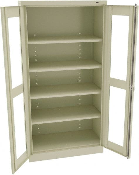 Tennsco - 5 Shelf Visible Storage Cabinet - Steel, 36" Wide x 18" Deep x 72" High, Champagne/Putty - Exact Tooling