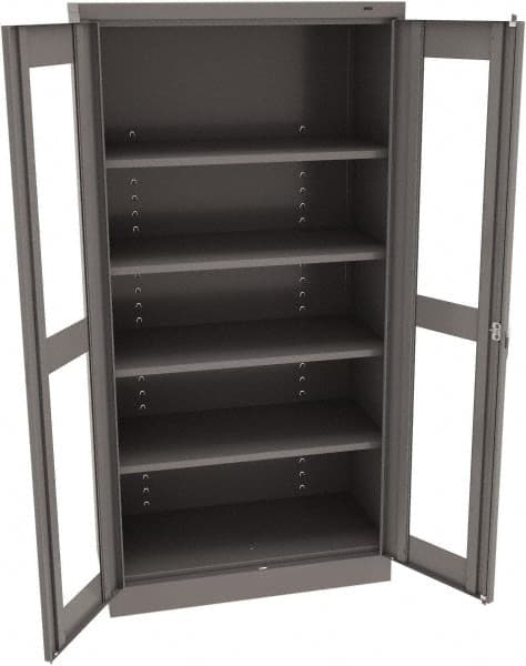 Tennsco - 5 Shelf Visible Storage Cabinet - Steel, 36" Wide x 24" Deep x 72" High, Medium Gray - Exact Tooling