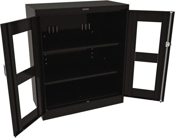Tennsco - 3 Shelf Visible Storage Cabinet - Steel, 36" Wide x 24" Deep x 42" High, Black - Exact Tooling
