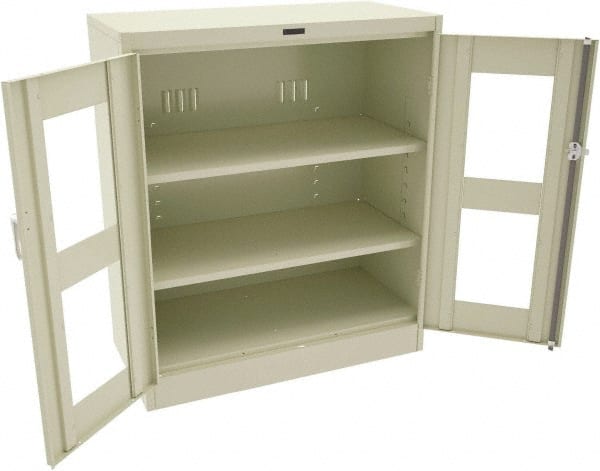Tennsco - 3 Shelf Visible Storage Cabinet - Steel, 36" Wide x 24" Deep x 42" High, Champagne/Putty - Exact Tooling