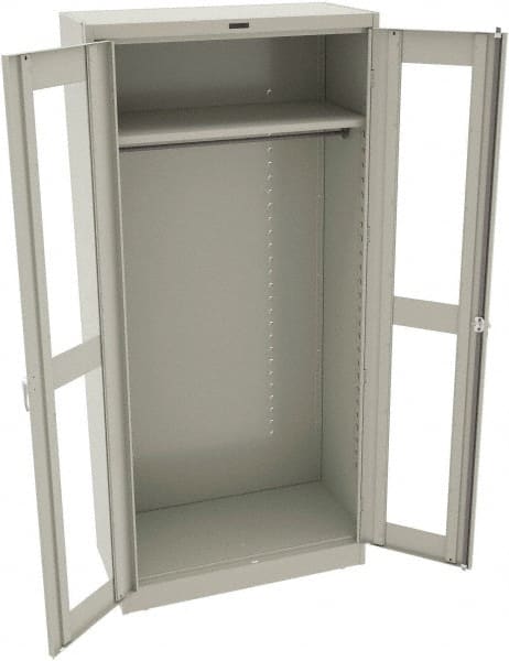 Tennsco - 1 Shelf Wardrobe Storage Cabinet - Steel, 36" Wide x 24" Deep x 78" High, Light Gray - Exact Tooling