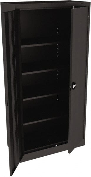 Tennsco - 5 Shelf Locking Storage Cabinet - Steel, 36" Wide x 18" Deep x 78" High, Black - Exact Tooling