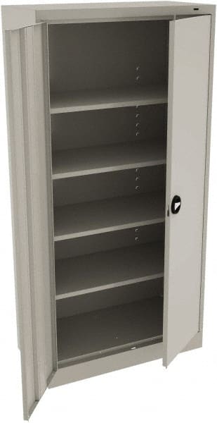 Tennsco - 5 Shelf Locking Storage Cabinet - Steel, 36" Wide x 18" Deep x 78" High, Light Gray - Exact Tooling