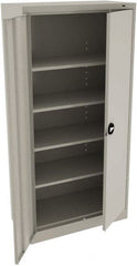 Tennsco - 5 Shelf Locking Storage Cabinet - Steel, 36" Wide x 18" Deep x 78" High, Light Gray - Exact Tooling