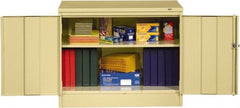 Tennsco - 2 Shelf Locking Storage Cabinet - Steel, 36" Wide x 18" Deep x 30" High, Sand - Exact Tooling