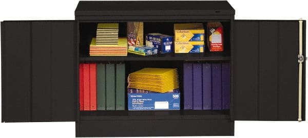 Tennsco - 2 Shelf Locking Storage Cabinet - Steel, 36" Wide x 18" Deep x 30" High, Black - Exact Tooling