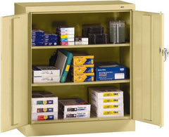 Tennsco - 3 Shelf Locking Storage Cabinet - Steel, 36" Wide x 18" Deep x 42" High, Sand - Exact Tooling