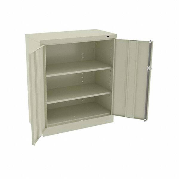 Tennsco - 3 Shelf Locking Storage Cabinet - Steel, 36" Wide x 18" Deep x 42" High, Champagne/Putty - Exact Tooling