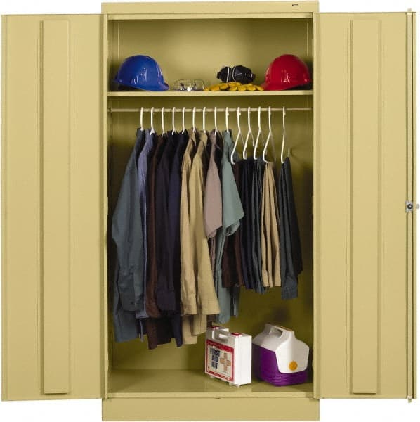 Tennsco - 2 Shelf Wardrobe Storage Cabinet - Steel, 36" Wide x 18" Deep x 72" High, Sand - Exact Tooling