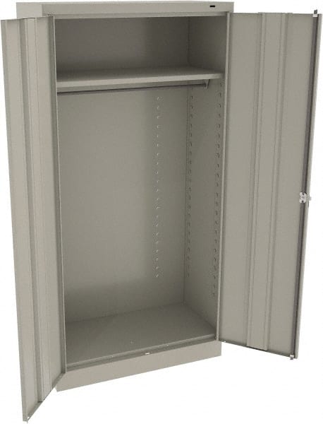 Tennsco - 2 Shelf Wardrobe Storage Cabinet - Steel, 36" Wide x 18" Deep x 72" High, Light Gray - Exact Tooling