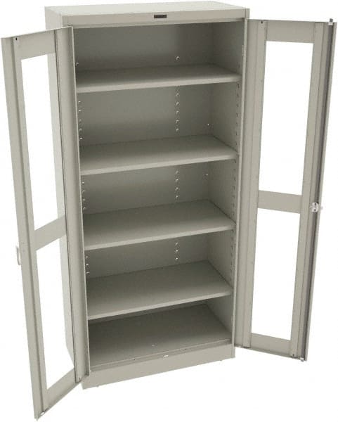 Tennsco - 5 Shelf Visible Storage Cabinet - Steel, 36" Wide x 18" Deep x 78" High, Light Gray - Exact Tooling