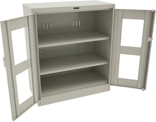 Tennsco - 3 Shelf Visible Storage Cabinet - Steel, 36" Wide x 24" Deep x 42" High, Light Gray - Exact Tooling