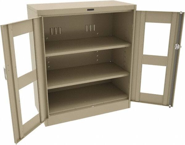Tennsco - 3 Shelf Visible Storage Cabinet - Steel, 36" Wide x 18" Deep x 42" High, Sand - Exact Tooling