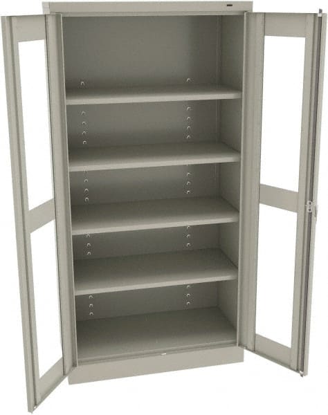 Tennsco - 5 Shelf Visible Storage Cabinet - Steel, 36" Wide x 24" Deep x 72" High, Light Gray - Exact Tooling