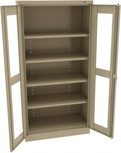 Tennsco - 5 Shelf Visible Storage Cabinet - Steel, 36" Wide x 24" Deep x 72" High, Sand - Exact Tooling