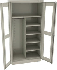 Tennsco - 6 Shelf Combination Storage Cabinet - Steel, 36" Wide x 18" Deep x 72" High, Light Gray - Exact Tooling