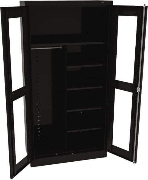 Tennsco - 6 Shelf Combination Storage Cabinet - Steel, 36" Wide x 18" Deep x 72" High, Black - Exact Tooling