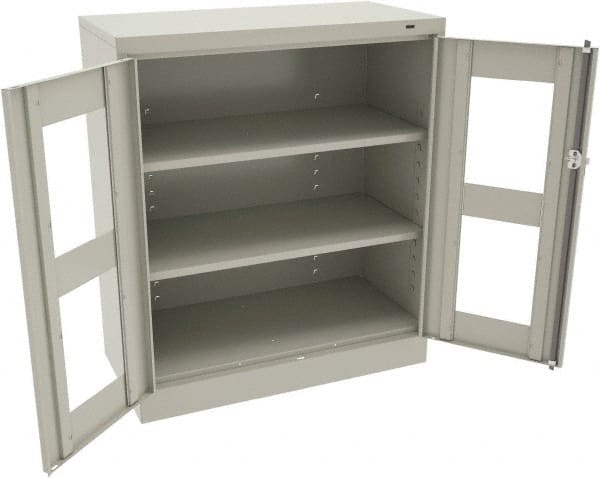 Tennsco - 3 Shelf Visible Storage Cabinet - Steel, 36" Wide x 18" Deep x 42" High, Light Gray - Exact Tooling