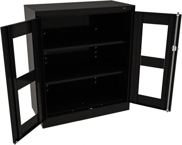 Tennsco - 3 Shelf Visible Storage Cabinet - Steel, 36" Wide x 18" Deep x 42" High, Black - Exact Tooling
