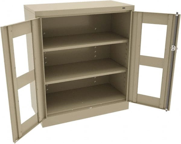 Tennsco - 3 Shelf Visible Storage Cabinet - Steel, 36" Wide x 18" Deep x 42" High, Sand - Exact Tooling