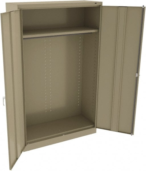 Tennsco - 2 Shelf Wardrobe Storage Cabinet - Steel, 48" Wide x 18" Deep x 78" High, Sand - Exact Tooling