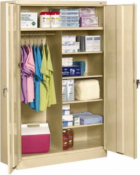 Tennsco - 6 Shelf Locking Storage Cabinet - Steel, 48" Wide x 24" Deep x 78" High, Champagne/Putty - Exact Tooling