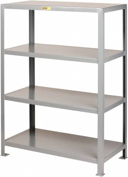 Little Giant - 4 Shelf Starter Heavy-Duty Open Steel Shelving - 2,000 Lb Capacity, 48" Wide x 72" High x 24" Deep, Gray - Exact Tooling