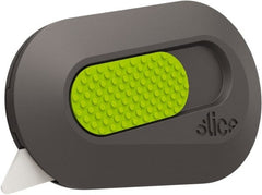 Slice - Retractable Utility Knife - 2-1/2" Blade, Black & Green Rubber Handle, 1 Blade Included - Exact Tooling