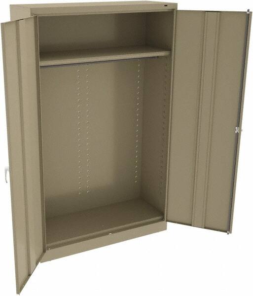 Tennsco - 2 Shelf Wardrobe Storage Cabinet - Steel, 48" Wide x 18" Deep x 78" High, Sand - Exact Tooling