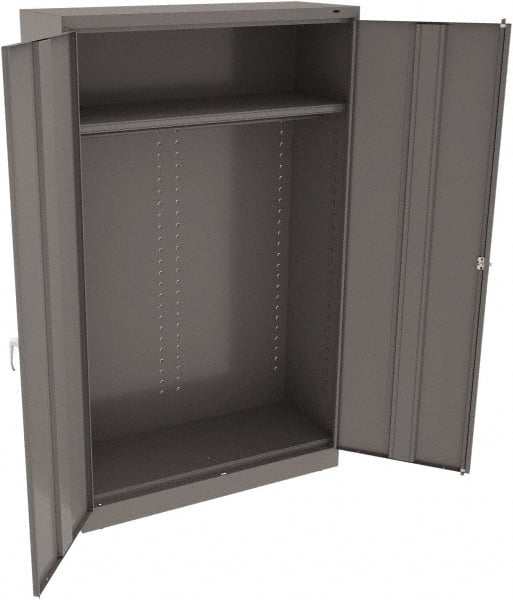Tennsco - 2 Shelf Wardrobe Storage Cabinet - Steel, 48" Wide x 18" Deep x 78" High, Medium Gray - Exact Tooling