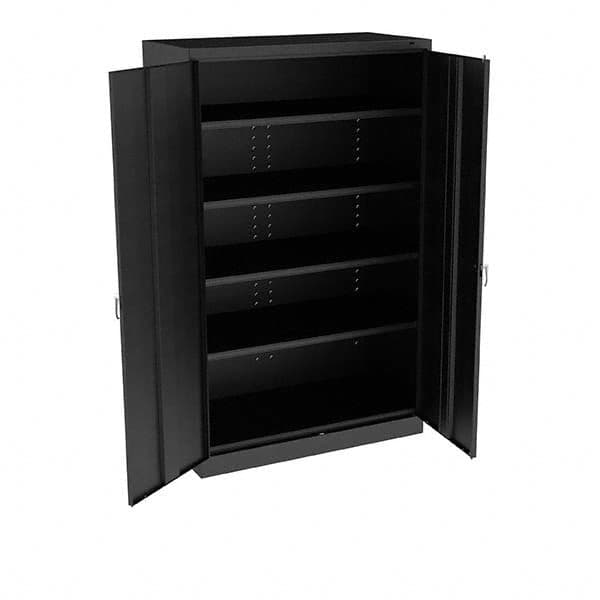 Tennsco - 5 Shelf Locking Storage Cabinet - Steel, 48" Wide x 24" Deep x 78" High, Black - Exact Tooling