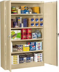 Tennsco - 5 Shelf Locking Storage Cabinet - Steel, 48" Wide x 24" Deep x 78" High, Sand - Exact Tooling