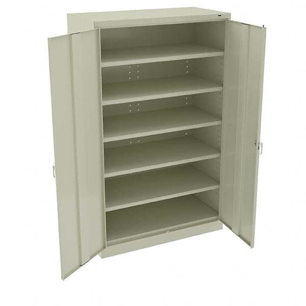 Tennsco - 5 Shelf Locking Storage Cabinet - Steel, 48" Wide x 24" Deep x 78" High, Champagne/Putty - Exact Tooling