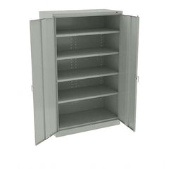 Tennsco - 5 Shelf Locking Storage Cabinet - Steel, 48" Wide x 24" Deep x 78" High, Light Gray - Exact Tooling
