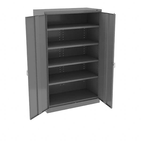 Tennsco - 5 Shelf Locking Storage Cabinet - Steel, 48" Wide x 24" Deep x 78" High, Medium Gray - Exact Tooling
