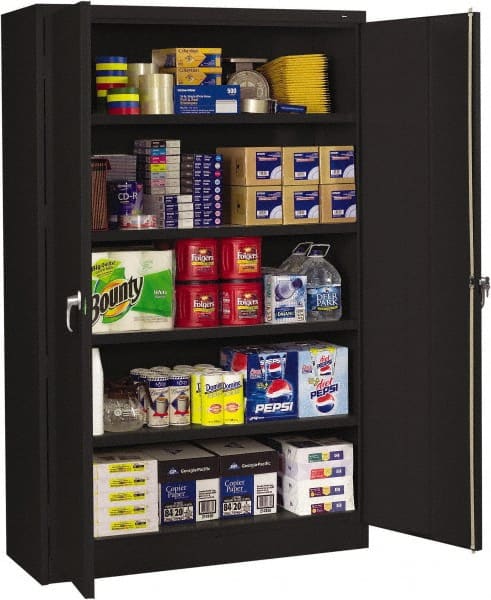 Tennsco - 5 Shelf Locking Storage Cabinet - Steel, 48" Wide x 18" Deep x 78" High, Black - Exact Tooling