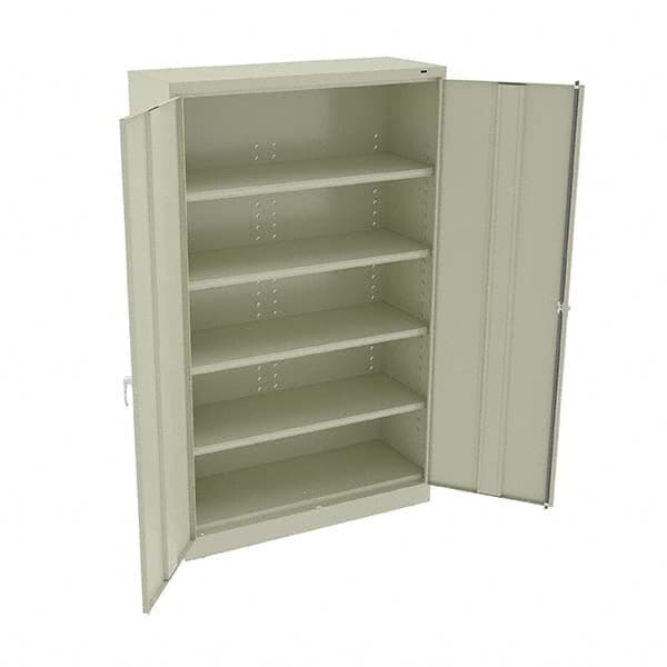 Tennsco - 6 Shelf Wardrobe Storage Cabinet - Steel, 48" Wide x 24" Deep x 78" High, Champagne/Putty - Exact Tooling