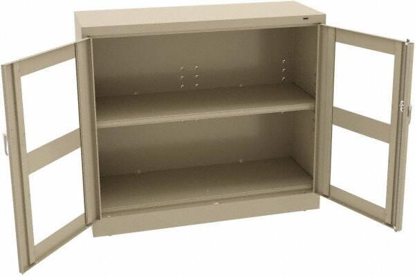 Tennsco - 2 Shelf Visible Storage Cabinet - Steel, 48" Wide x 18" Deep x 42" High, Sand - Exact Tooling