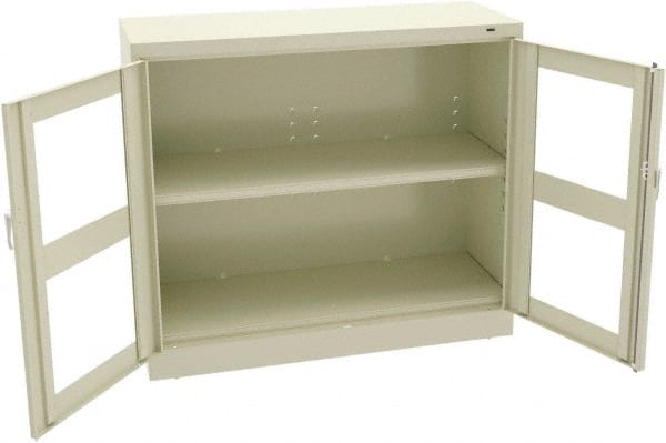 Tennsco - 2 Shelf Visible Storage Cabinet - Steel, 48" Wide x 18" Deep x 42" High, Champagne/Putty - Exact Tooling