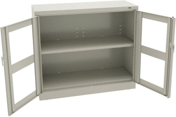 Tennsco - 2 Shelf Visible Storage Cabinet - Steel, 48" Wide x 18" Deep x 42" High, Light Gray - Exact Tooling