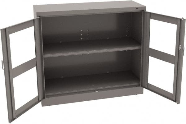 Tennsco - 2 Shelf Visible Storage Cabinet - Steel, 48" Wide x 18" Deep x 42" High, Medium Gray - Exact Tooling