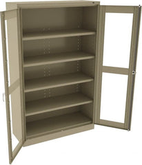 Tennsco - 5 Shelf Visible Storage Cabinet - Steel, 48" Wide x 18" Deep x 78" High, Sand - Exact Tooling