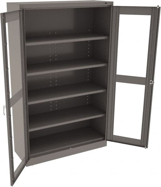 Tennsco - 5 Shelf Visible Storage Cabinet - Steel, 48" Wide x 18" Deep x 78" High, Medium Gray - Exact Tooling