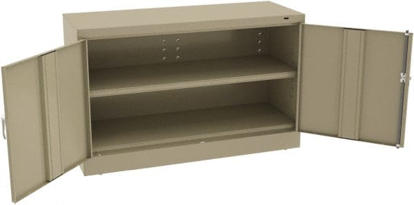 Tennsco - 2 Shelf Locking Storage Cabinet - Steel, 48" Wide x 18" Deep x 30" High, Sand - Exact Tooling