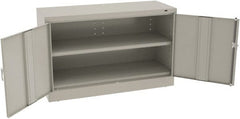 Tennsco - 2 Shelf Locking Storage Cabinet - Steel, 48" Wide x 18" Deep x 30" High, Light Gray - Exact Tooling
