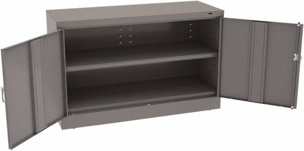 Tennsco - 2 Shelf Locking Storage Cabinet - Steel, 48" Wide x 18" Deep x 30" High, Medium Gray - Exact Tooling