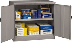 Tennsco - 2 Shelf Locking Storage Cabinet - Steel, 48" Wide x 24" Deep x 42" High, Medium Gray - Exact Tooling