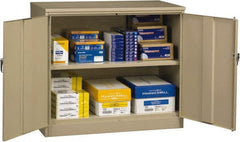 Tennsco - 2 Shelf Locking Storage Cabinet - Steel, 48" Wide x 24" Deep x 42" High, Sand - Exact Tooling